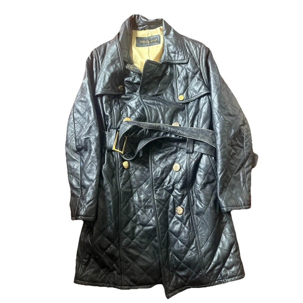 Baby Phat Belted Leather Jacket Women's Black Vintage Size Large FLAW